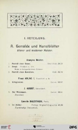I. Abteilung (Nr. 1-295)