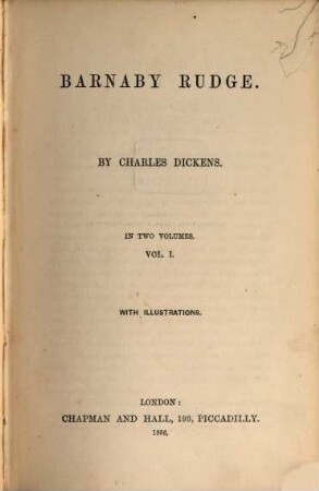 Works of Charles Dickens, 9. Barnaby Rudge ; 1