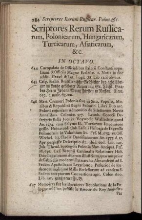Scriptores Rerum Russicarum, Polonicarum, Hungaricarum, Turcicarum, Asiaticarum, & c. In Octavo.