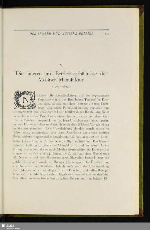 V. Die inneren und Betriebsverhältnisse der Meißner Manufaktur. (1709–1814)