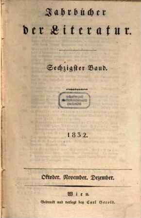 Jahrbücher der Literatur. 60. 1832