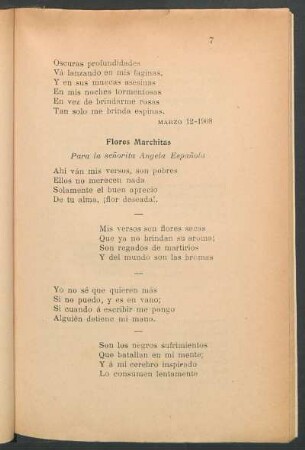 Flores marchitas : Para la señorita Ángela Española