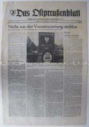 Wochenzeitung der Landsmannschaft Ostpreußen u.a. zur Ostpolitik der Bundesregierung