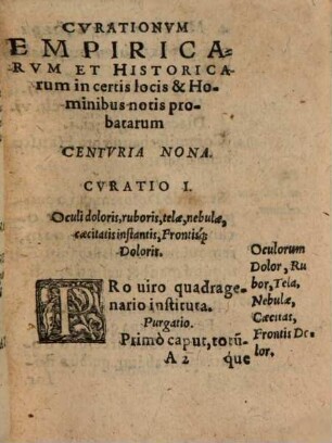 Curationum Empiricarum Et Historicarum, In Certis locis & notis personis optime expertarum, & rite probatarum, Centuria ..., 9