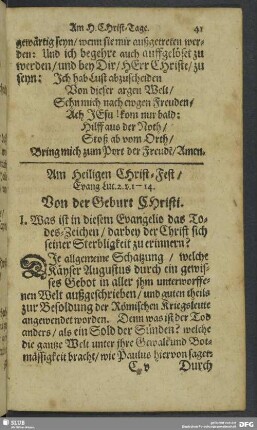 Am Heiligen Christ-Fest