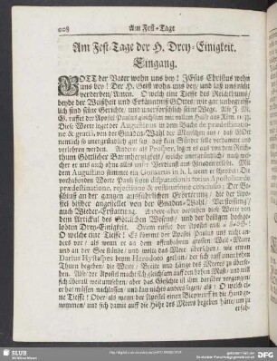 Am Fest-Tage der H. Drey-Einigkeit