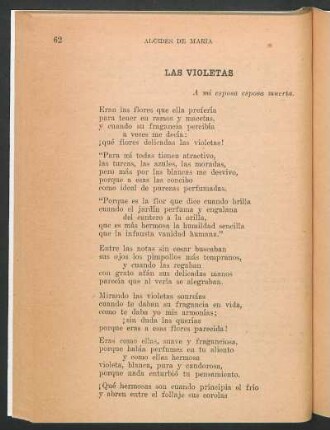 Las violetas : A mi esposa, esposa muerta