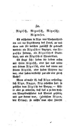 Rigisch, Rigaisch, Rigasch, Rigenser : [50.]