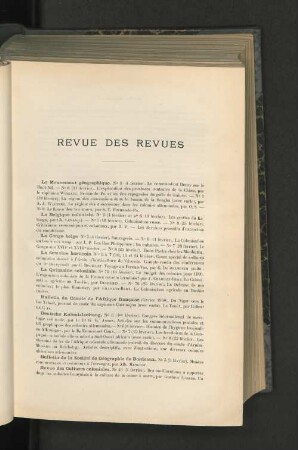 Revue Des Revues.