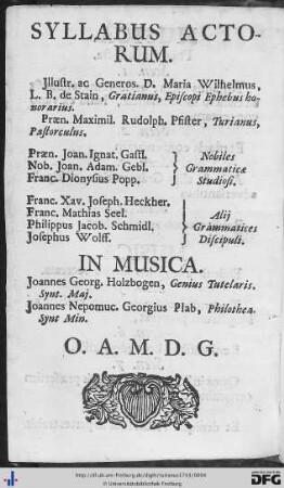 Syllabus Actorum.