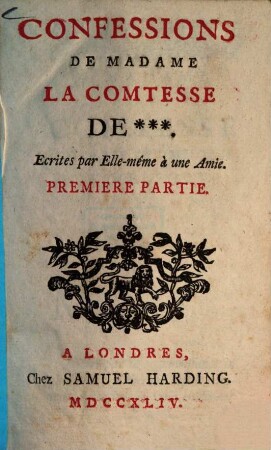 Confessions De Madame La Comtesse De ***, 1