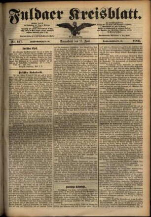 Ausgabe vom Samstag, den 17. Juni 1905.