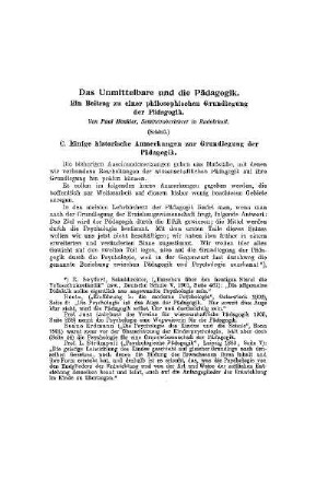 Das Unmittelbare und die Pädagogik : ein Beitrag zu einer philosophischen Grundlegung der Pädagogik ; (Schluß)
