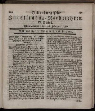 IX. Stück. Sonnabends : den 26. Februar, 1780.