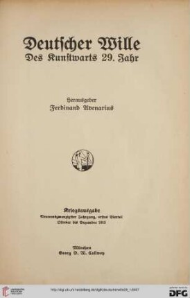 29,1: Deutscher Wille: des Kunstwarts