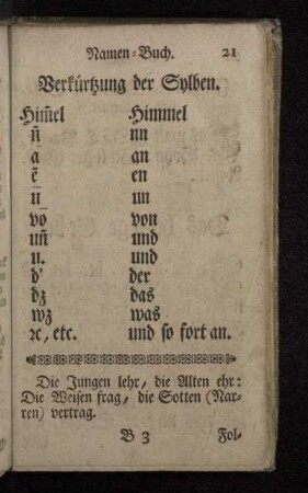 Verkürtzung der Sylben.