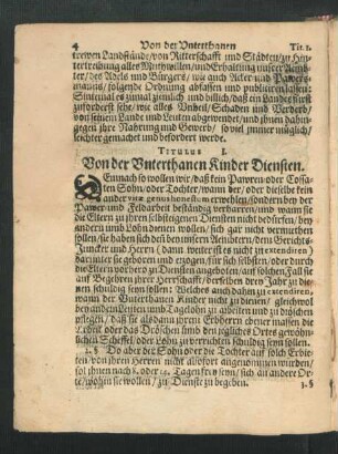 Titulus I. Von der Unterthanen Kinder Diensten.