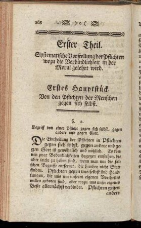 Erstes Hauptstück. Von den Pflichten der Menschen gegen sich selbst.