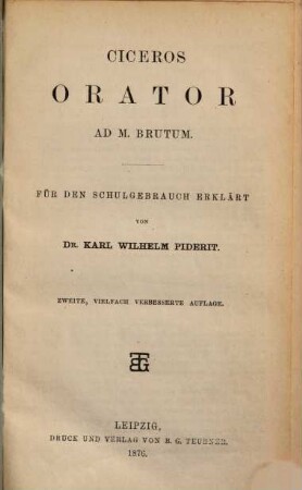 Ciceros Orator ad M. Brutum