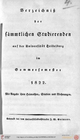 Sommersemester 1822