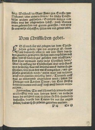 Vom Christlichen gebet.