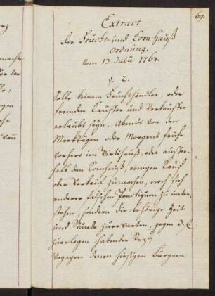 69-77, Extract der Frucht- und Kornhaußordnung. Vom 13. Julii 1764.