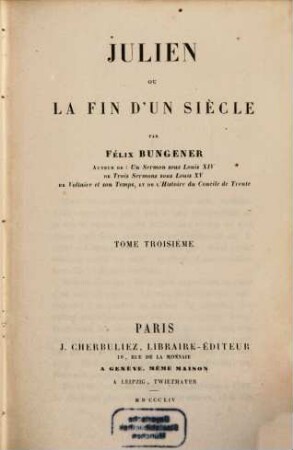 Julien ou la fin d'un siècle, 3
