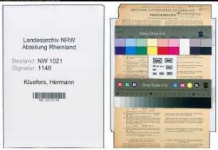 Entnazifizierung Hermann Kluefers , geb. 09.09.1897 (Hilfsmeister)