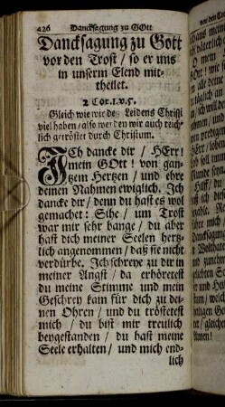 Dancksagung zu Gott vor den Trost, so er uns in unserm Elend mittheilet