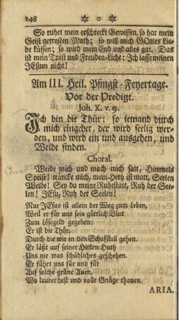 Am III. Heil. Pfingst-Feyertage