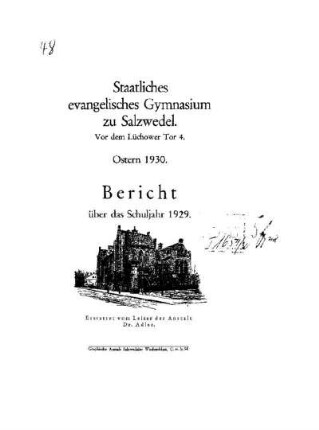 1929/30: Bericht über das Schuljahr ... - 1929/30