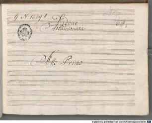 Didone abbandonata - BSB Mus.ms. 20890 : Didone // Abbandoata. // Atto Primo // [by later hand, with pencil:] Majo // [cover title:] DIDONE // ABBANDONATA // ATTO // I.