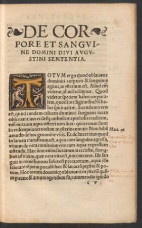 De Corpore Et Sanguine Domini Divi Augustini Sententia.