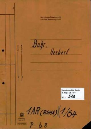 Personenheft Herbert Bahr (*13.04.1911), SS-Obersturmführer