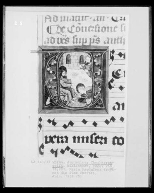 Initiale A: Maria Magdalena salbt die Füße Christi