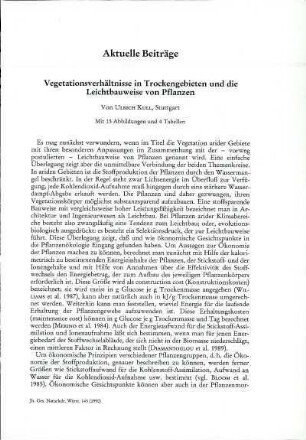 Vegetationsverhältnisse in Trockengebieten und die Leichtbauweise von Pflanzen