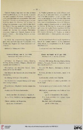 Vorstands-Sitzung vom 17. Juni 1896 / Séance du Comité du 17 juin 1896