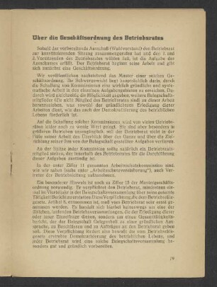 Über die Geschäftsführung eines Betriebsrates