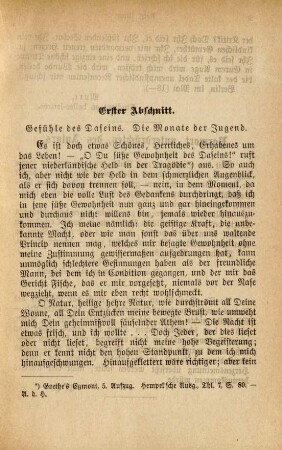 Erster Abschnitt. Gefühle des Daseins, die Monate der Jugend