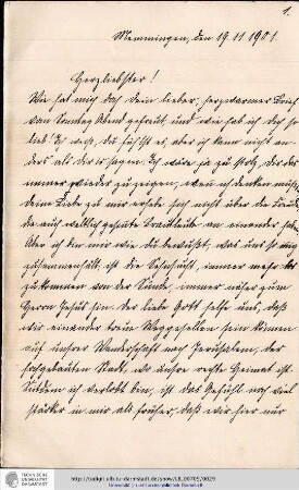 Brief vom 19.11.1901