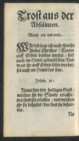 Trost aus der Absolution.