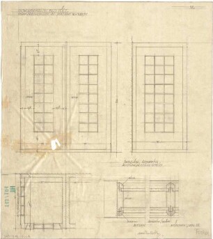 Fischer, Theodor; Bad Tölz (Bayern); Gewerbehalle - Fernsprechzellen im Postamt (Grundriss, Ansichten); Beschläge (Details)