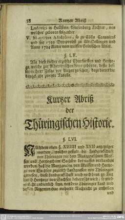 Kurtzer Abriß der Thüringischen Historie