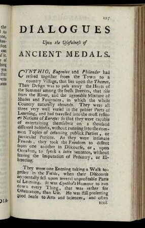 Dialogues upon the Usefulness of Ancient Medals