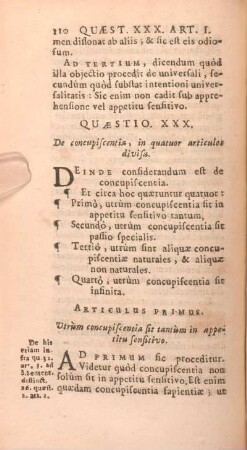 Quaestio XXX. De concupiscentia, in quatuor articulos divisa.