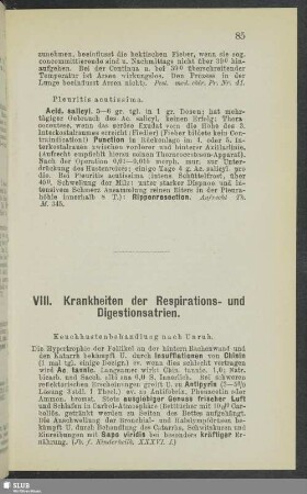 VIII. Krankheiten der Respirations- und Digestionsatrien