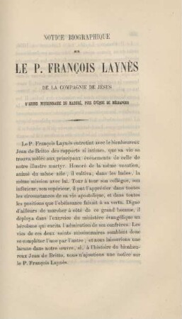 Notice biographique sur le P. Francois Laynès