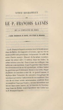 Notice biographique sur le P. Francois Laynès