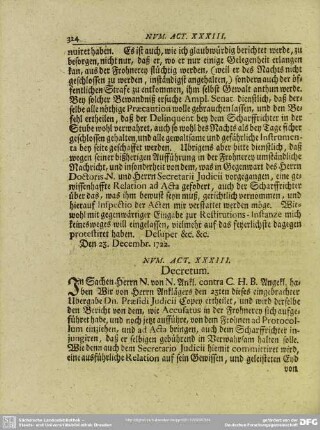 Num. Act. XXXIII. Decretum