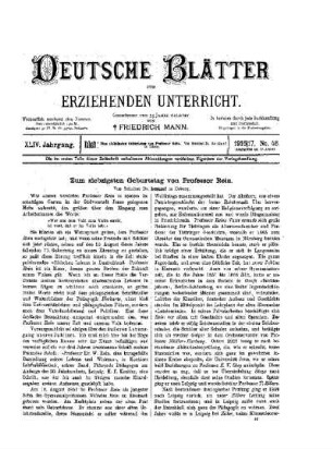 Zum siebzigsten Geburtstag von Professor Rein